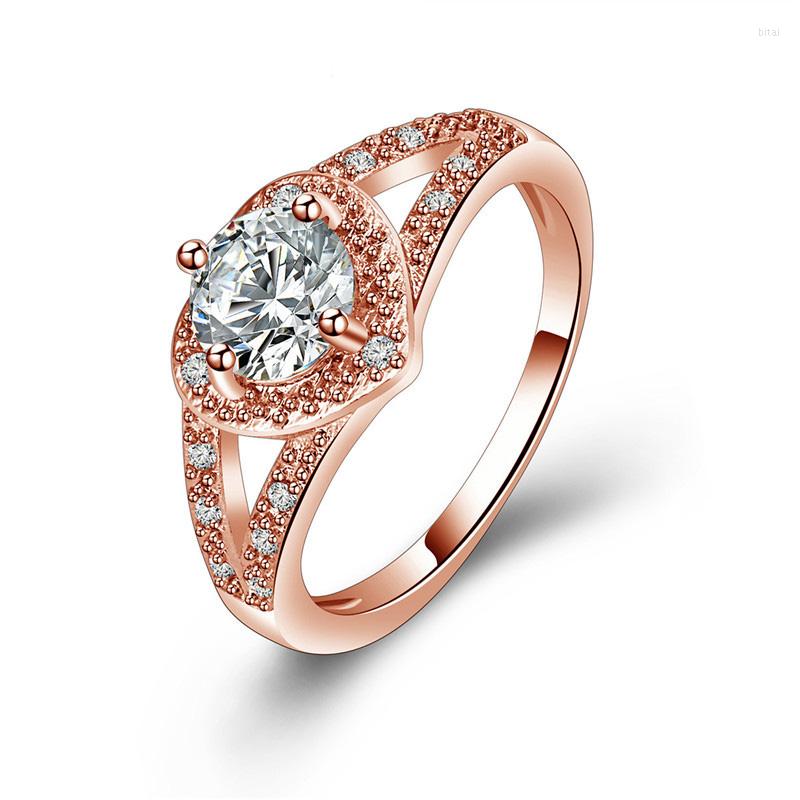 

Wedding Rings Ociki Silver Color Rose Gold Heart CZ Cubic Zirconia Crystal Promise Ring For Women Valentine Drop