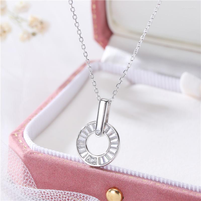 

Chains BUH8 925 Sterling Silver Round Zircon Necklace For Women Jewerly