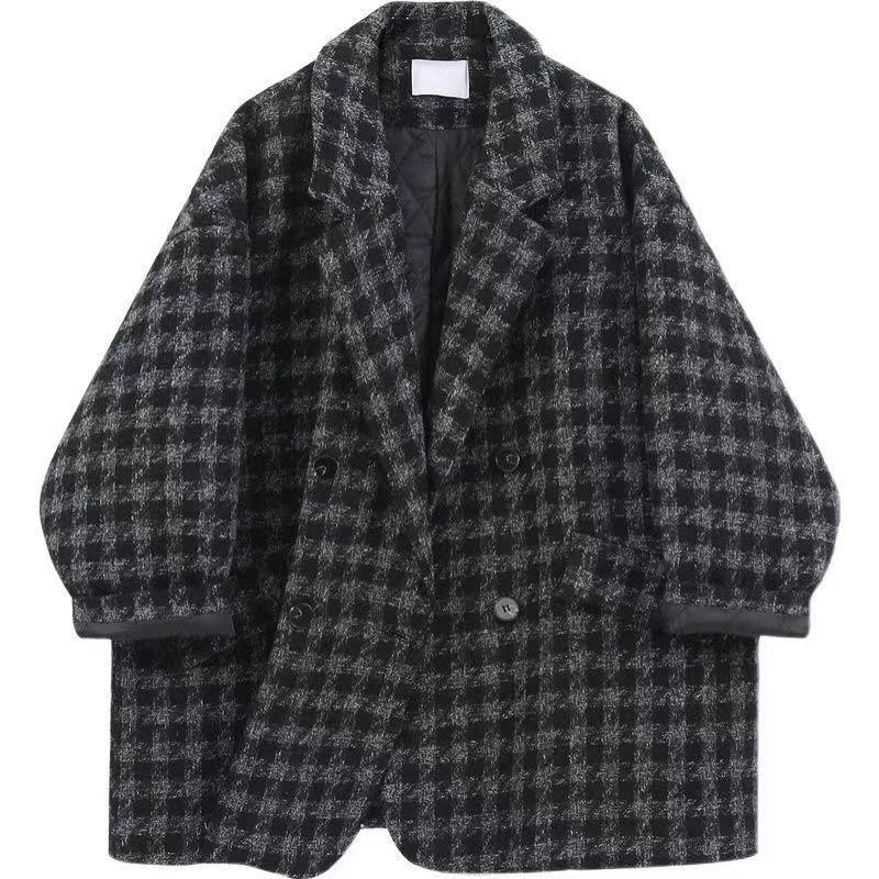 

Pants Blazer Women 2022 Winter Houndstooth Thicken Casual Plaid Coat Oversized Winter Clothes Women Long Sleeved Ladies Jacket Fall, Standard edition