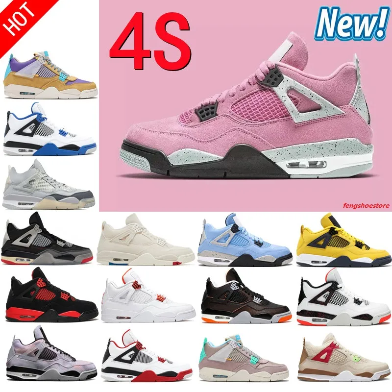 

Top Jumpman 4 4s Men Women Basketball Shoes Pink White Guava Ice Oreo Sail Noir Metallic Purple Black Cat Bred Shimmer Cactus Jack Sneakers, 42#