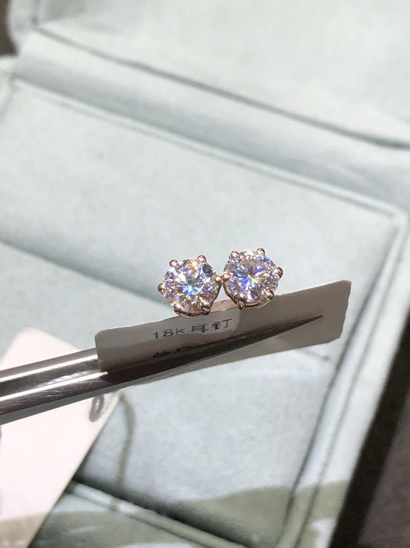 

Stud Earrings Geoki Passsed Diamond Test 18K Rose Gold Plated Total 1-2 Ct Round Perfect D Color VVS1 Moissanite Silver Jewelry