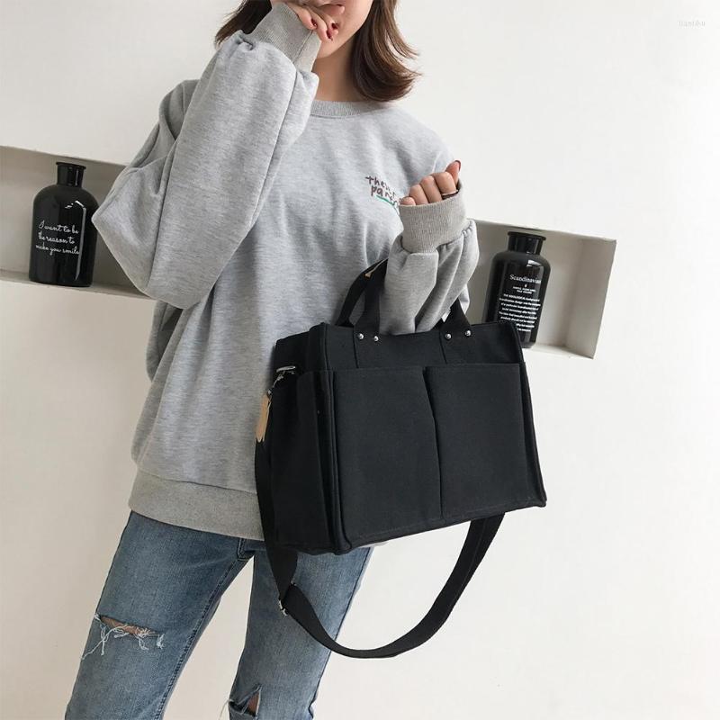 

Evening Bags Canvas Crossbody Fashion Female Hand Bag Large Capacity Multi-Pockets Adjustable Strap Simple Portable For Weekend Vacation, Black
