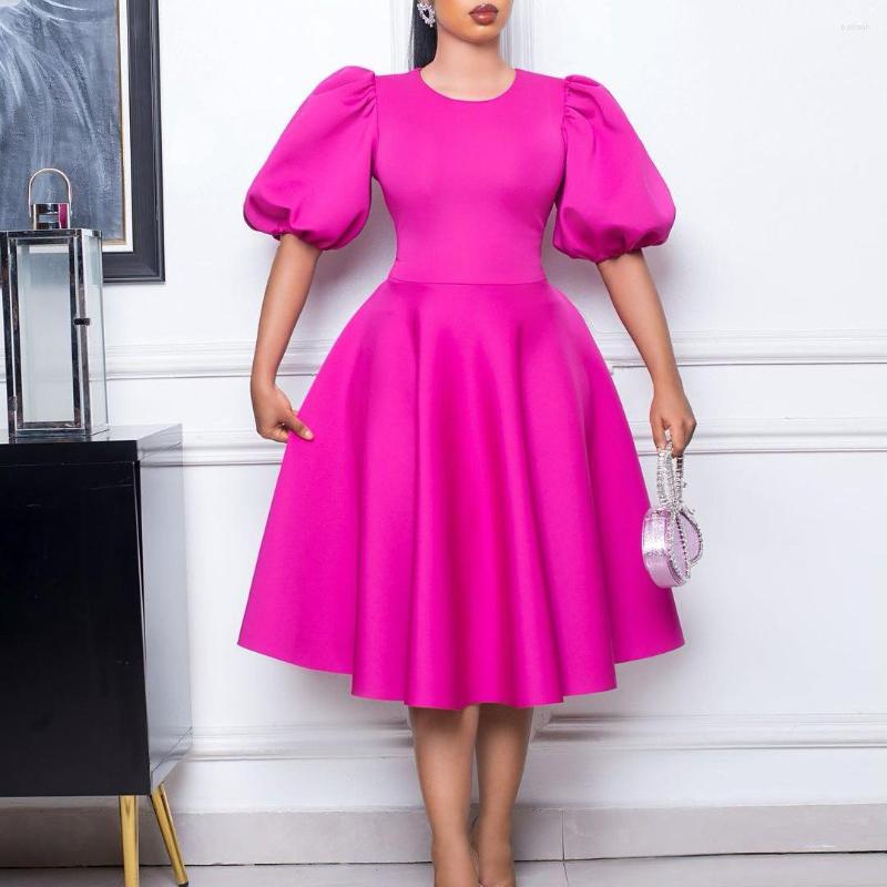 

Ethnic Clothing Spring Summer African Women O-neck Polyester Half Sleeve Solid Color Knee-length Dress S-3XL Dresses For