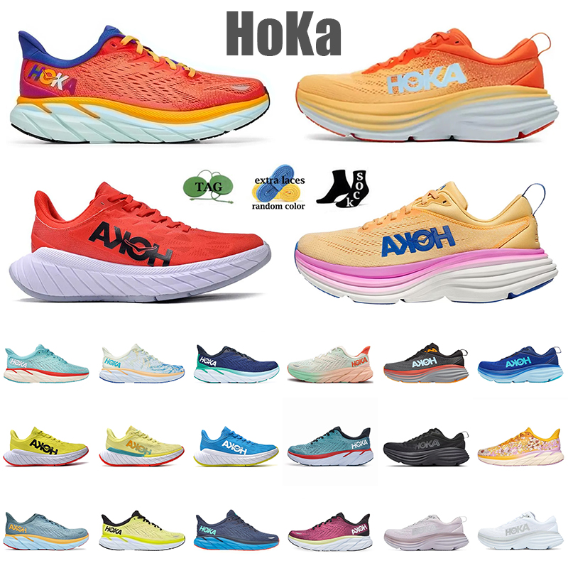 

2023 Hoka Running Shoes Hoka Bondi 8 Clifton Classic Sneakers Fiesta Orange Purple Amber Yellow Hot Coral Outer Space Aquarelle Absorption Runners With Socks, Item#32 cloud mist blue 36-45