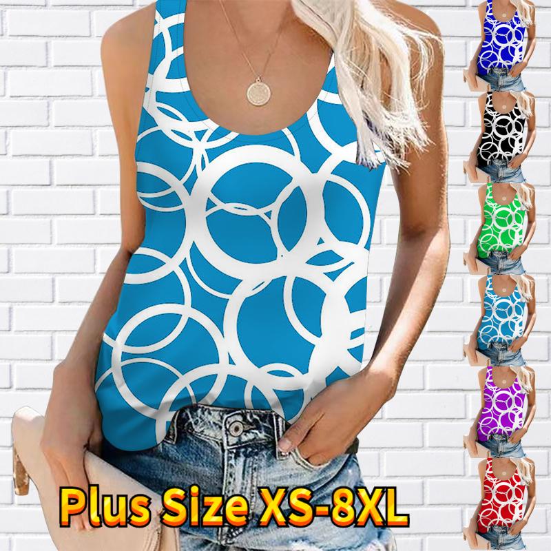 

Women's Tanks 2023 Weekend Fashion U Neck Sleeveless Vest Daily Design Printing Casual Tops Women's Loose Size Tank Top Streetwear, 20013navy blue