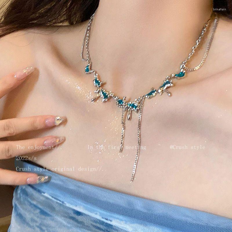 

Chains Glacier Tassel Pearl Paneled Necklace Collarbone Chain