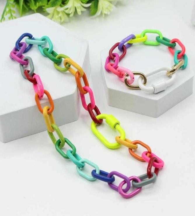 

European and American INS Fashion Women039s Colorful Caramel Alloy Necklace and Bracelet Set3253734