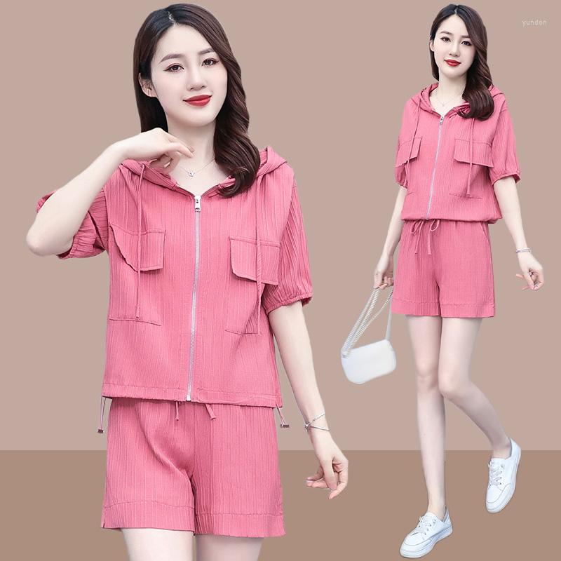 

Running Sets 4XL Women Sportswear Tracksuit Loose Zip Up Hoodie Sweatshirt Short Jogger Fitness Gym Workout Casual Outfit Set, Pink