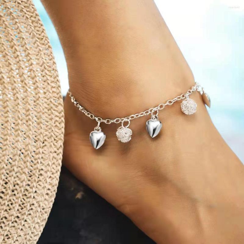 

Anklets Fashion Anklet For Women Creative Personality Simple Hollowed Out Love Shape Alloy Girls Vacation Trendy Party Gift