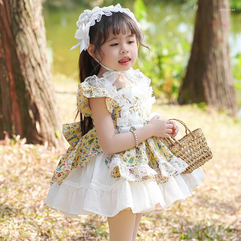 

Girl Dresses Kids Dress For Girls Baby Lolita Birthday Party Wedding Princess Vestidos Summer Lace Costume, Yellow dress