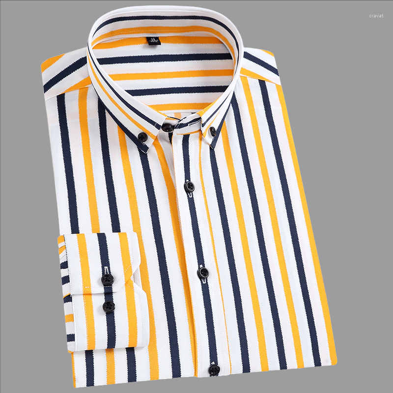 

Men's Casual Shirts Men's Slight Strech Non-Iron Striped Dress Shirt Pocketless Long Sleeve Regular Button Down Collar Social, 2002-2