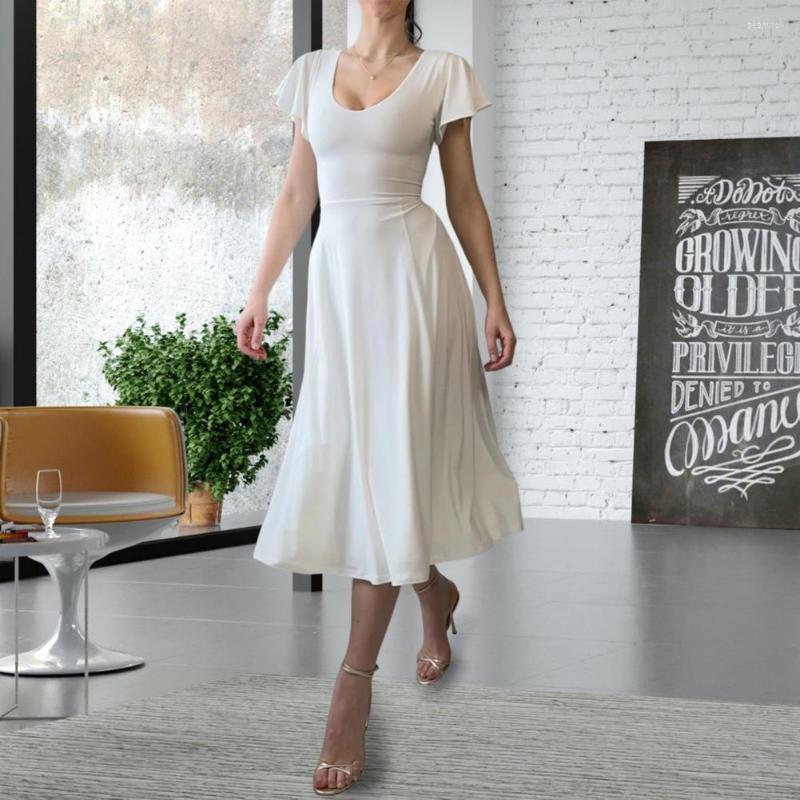 

Casual Dresses Trendy Midi Dress U-Neck Colorfast Women Summer A-line Comfy Daily Clothing, Black