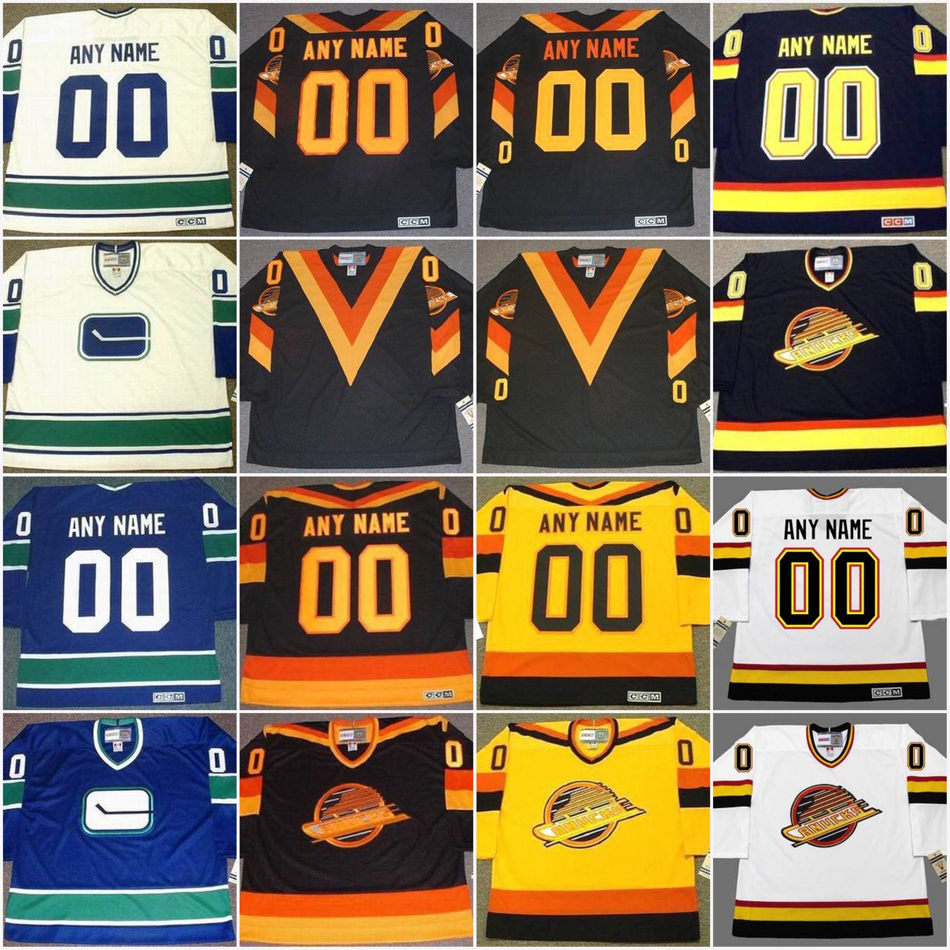 

Vancouver 1970's vintage double stitched Hockey Jerseys custom any number and any name fast shipping Canucks, Yellow 00 1980's