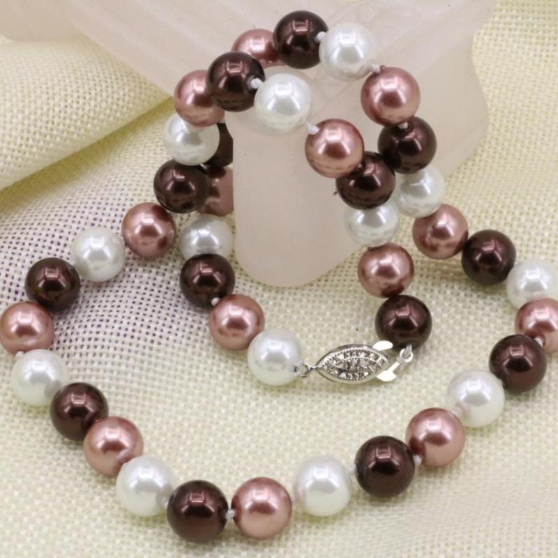 

Chains Multicolor 10mm Shell Simulated-pearl Round Beads Necklace Chainfor Women Fashion Diy Choker Clavicle Jewelry 18inch B3214