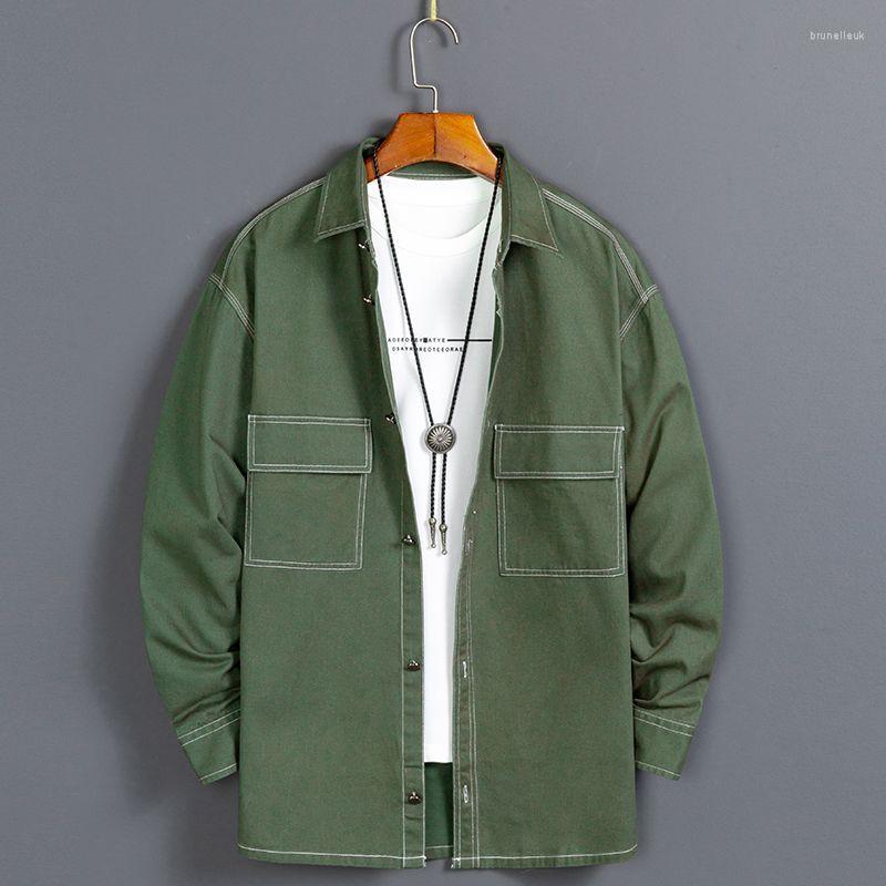 

Men's Sweaters Fashon Denim Mens Shirt Pure Cotton Long-sleeved Loose Two Pockets Youth Campus Outdoor Large Size Male Korean Clothes