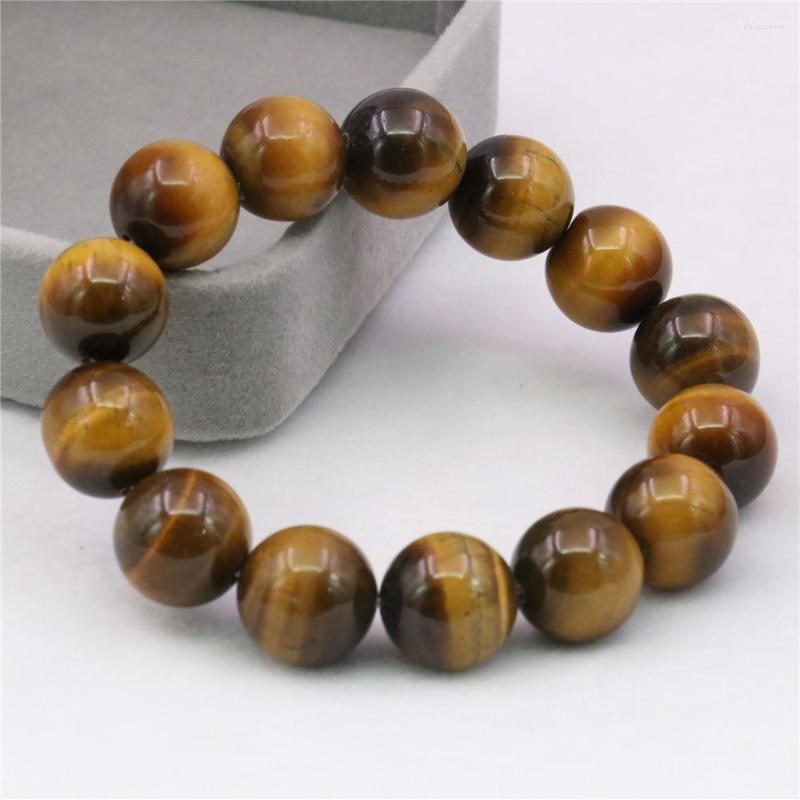 

Strand Religious Natural Stone Round Big Beads 14mm Tiger Eye Bracelet Bangle Yoga Healing Jewelry For Men/women 7.5inch Y1038