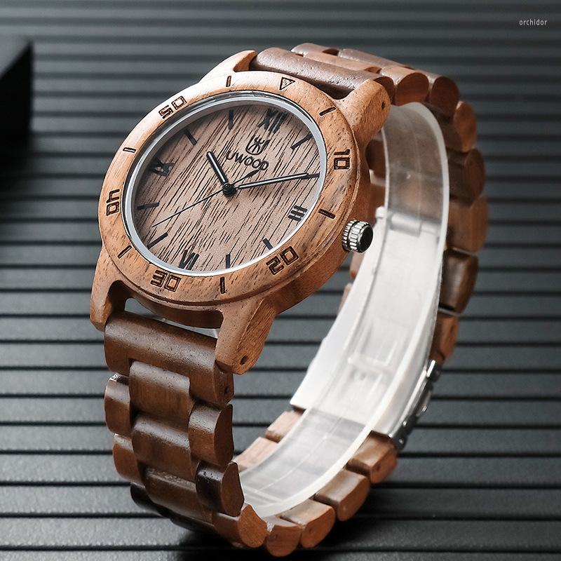 

Wristwatches UWOOD Fashion Men's Wooden Bangle Watches Wood Quartz Wristwatch Men Husband Daily Casual Minimalist Dress, Walnut wood