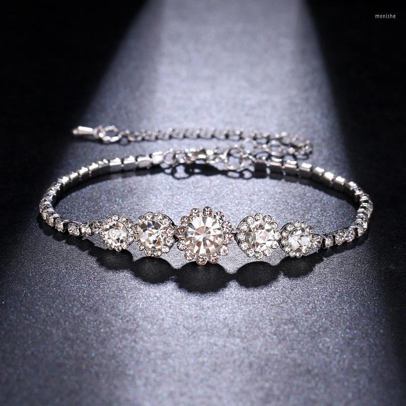 

Bangle Honghong Red Temperament Sunflower High-Quality 3A Zircon Adjustable Bracelet Dating Holiday Gifts Boutique Accessories
