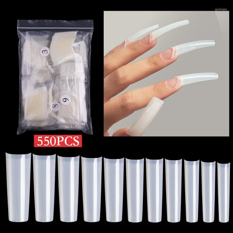 

False Nails 550Pcs Curved Arch Half Cover Nail Art Acrylic Artificial 10 Sizes Press On Coffin Tips Manicure Tools