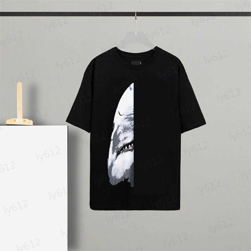 

Fashion Black Mens T Shirt Designer Summer Spring Classic Fashion Leisure Luxury Shark Pattern Printed Round Neck Cotton Short Sleeve T-shirt Male Tops Clothes, 14