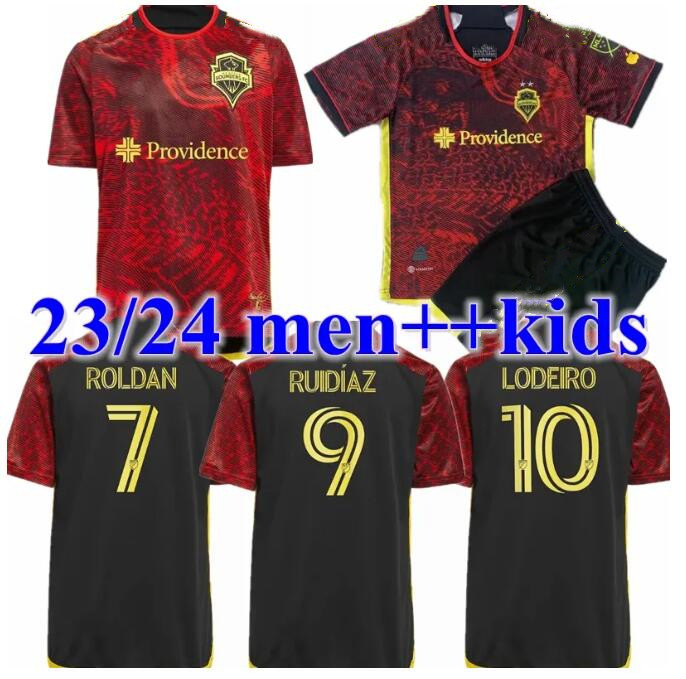 

2023 2024 Seattle Sounders Soccer FC Jerseys #7 ROLDAN PAULO LODEIRO RUIDIAZ Uniform Mens #13 MORRIS RUSNAK MONTERO Shirt, Red