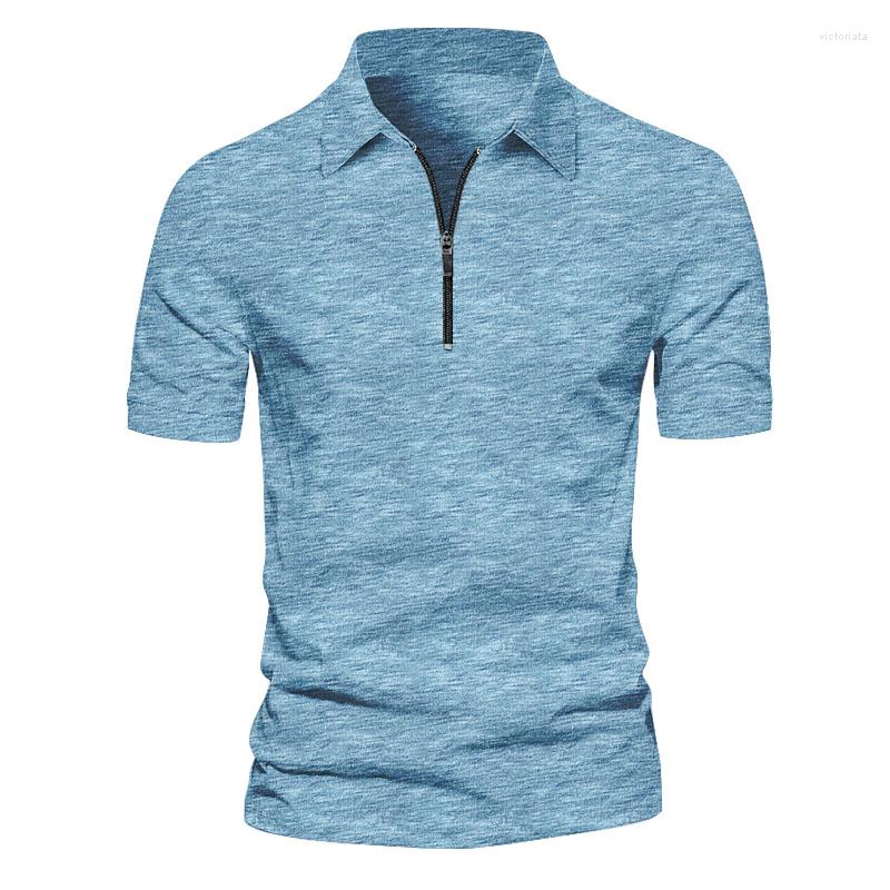 

Men' Polos Summer Thin Style Cashmere Cotton Polo Shirt Short Sleeve Top High-end Business Casual Zipper Lapel Shor, Yy1