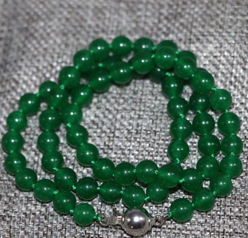 

Chains Fashion Natural 8MM Green Jade Round Bead Gemstone Necklace 16-25"