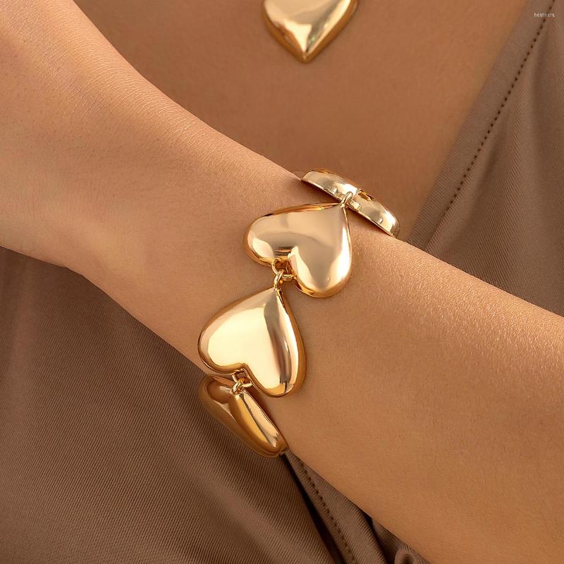 

Charm Bracelets Charms Big Heart Linked For Women Trendy Large Chunky Hand Chains 2023 Fashion Jewelry Accessories Female Girls Gifts