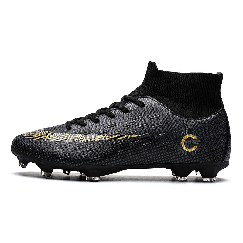 

Dress Shoes Professional Men Unisex Soccer Shoes Kids TF/FG High Ankle Football Boots Grass Cleats Footwear Football Shoes 230509, 2039-black-fg