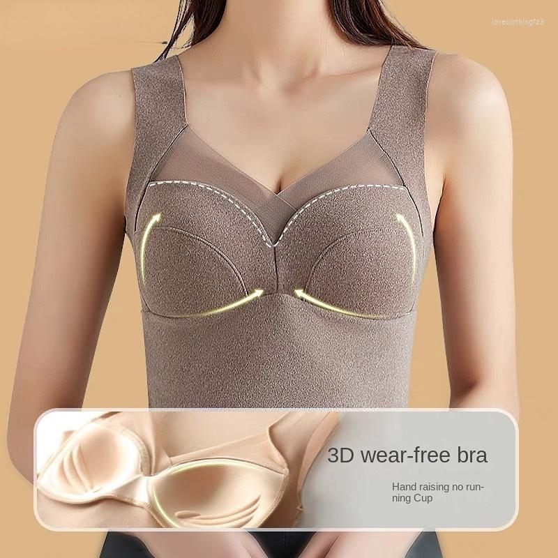 

Bras Autumn And Winter Without Trace Fever German Velvet Wear-free Bro Thermal Vest Female Fixed One Warm Bottoming, Vest black single