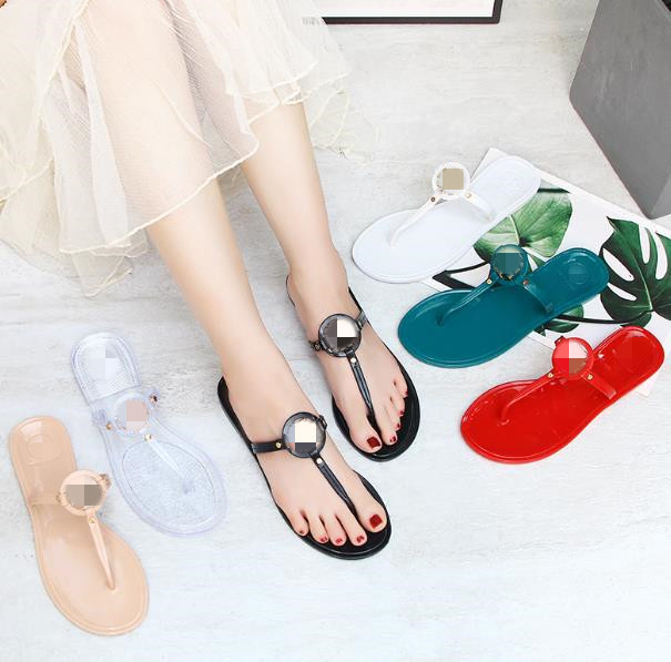 

Flip Flops Summer New Women's Fashion Flat Beach Slides Jelly Sandals, 17