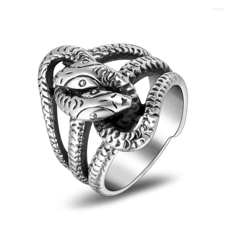 

Cluster Rings S7 Jewelry Antique Surrounding Snake Titanium Ring Men's Punk Chaoku SA492