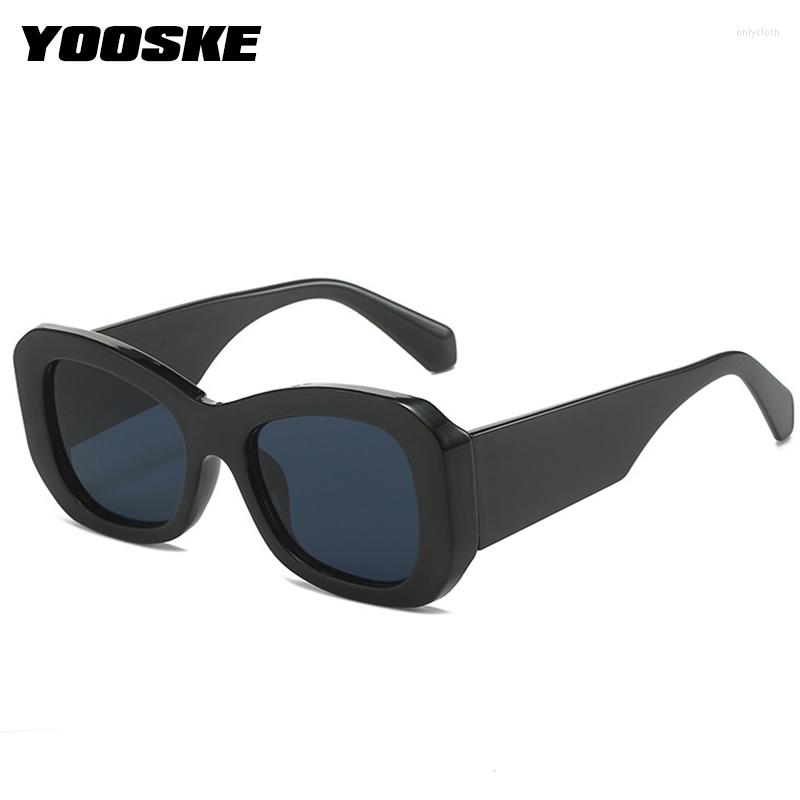 

Sunglasses YOOSKE Vintage Black Green Square Woman Deishner Sun Glasses For Men Gradient Clear Travel Mirror