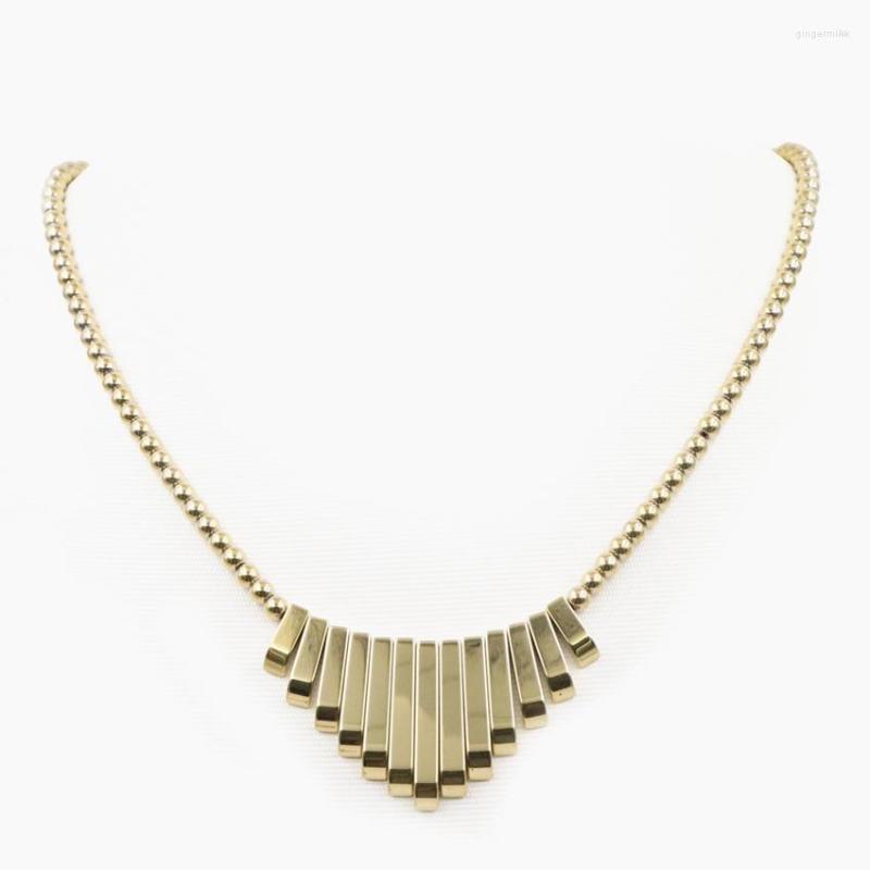 

Chains Fashion Women Pendant Necklace Natural Stone Hematite Round Beads Charms Short Statement Necklaces Chain Coller Jewelry 18" A922