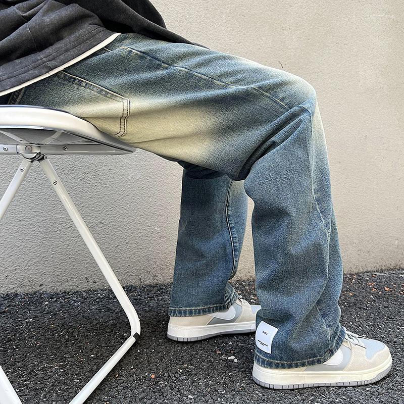 

Men's Jeans Pants For Men 2023 Autumn/Winter Streetwear Straight Retro Washed All-match Nostalgic Long Pant, Retro blue