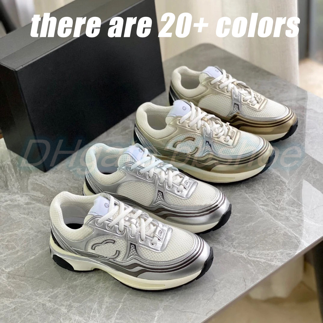 

luxury designer woman slipper man shoe Fabric Suede Calfskin Laminated trainer sandal sneaker slide White Gold Silver summer pool outside with box, #18
