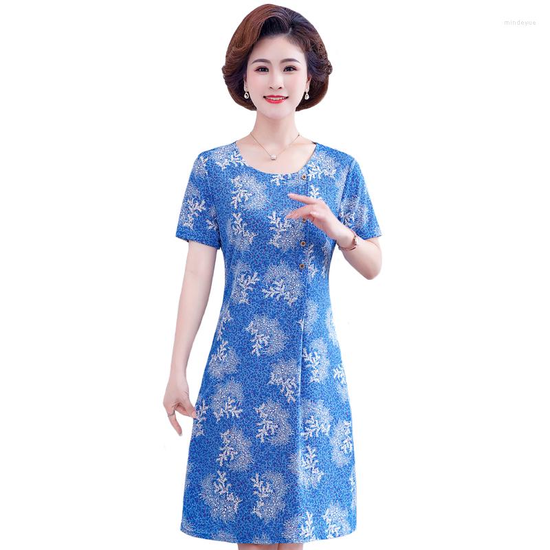 

Party Dresses Summer Elegant Midi For Women Short Sleeve O-neck Everyday Print Knee-Length Vintage Dress Female Sundress, Pink