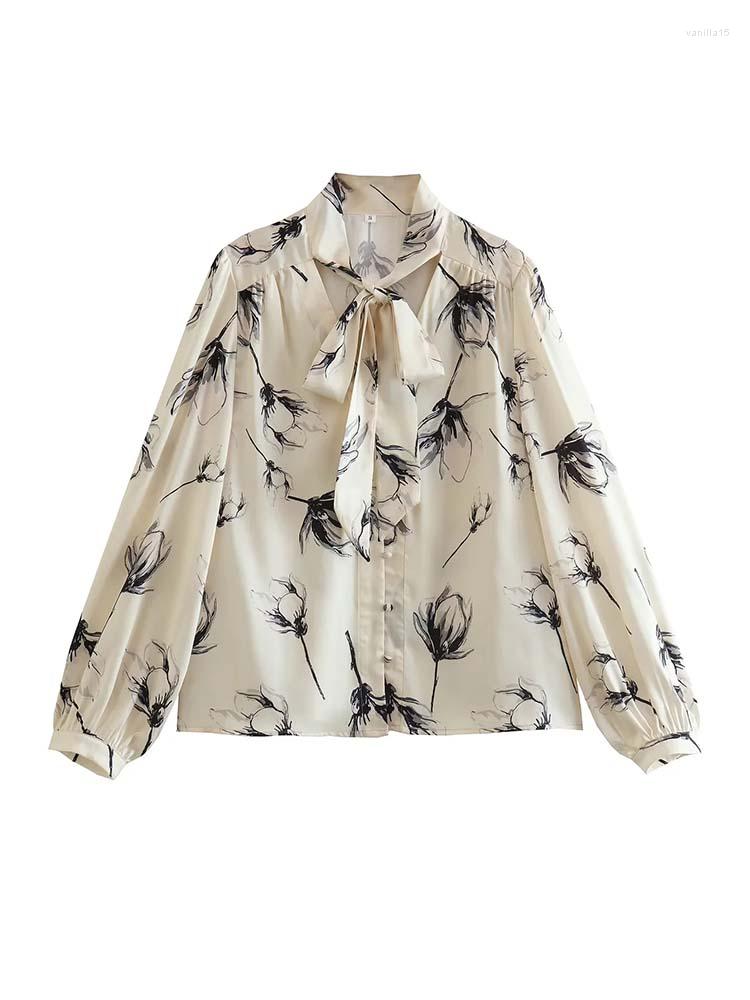 

Women' Blouses KLKXMYT Print Shirt Women Long Sleeve Top Woman Elegant Bow Collar Shirts And Blouse For 2023 Casual