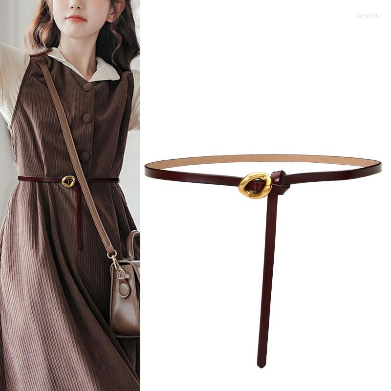 

Belts Genuine Leather Belt For Women With Thin Waistband Decoration Matching Dress Small Fragrant Retro, Silver