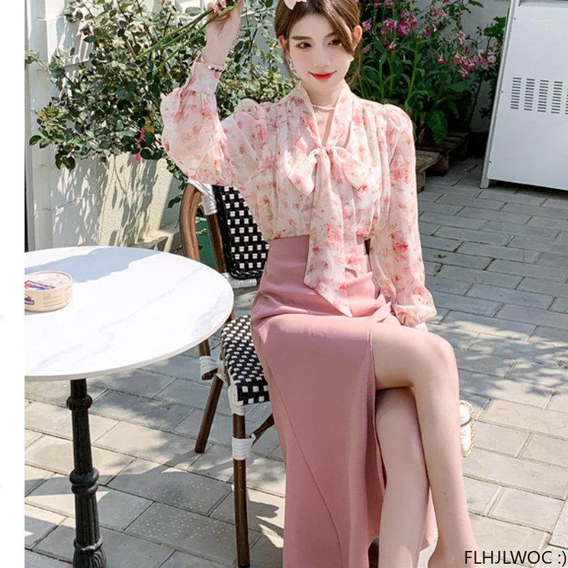 

Women' Blouses Bow Tie Tops Women Korean Style Design Clothes Flare Sleeve Elegant Office Lady Cute Ribbon Sweet Basic Shirts, Pink top