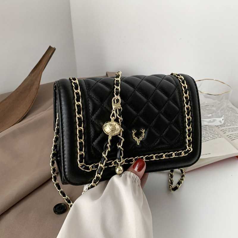 

Shoulder Bags Luxury Diamond Lattice Beading Chain Crossbody for Women Stylish Applique Bag Lady Purses and Handbags 2023 Trend 230426, Black bag