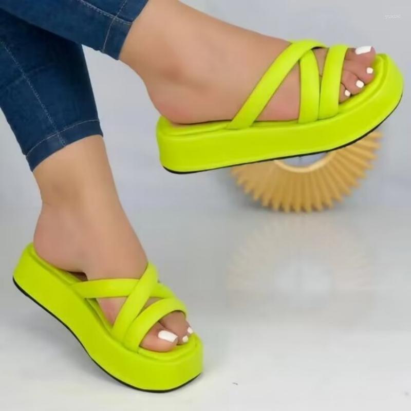 

Slippers Shoes Female 2023 Open Toe Women Summer Simple Solid Color Ladies Platform Zapatillas De Mujer, Light blue