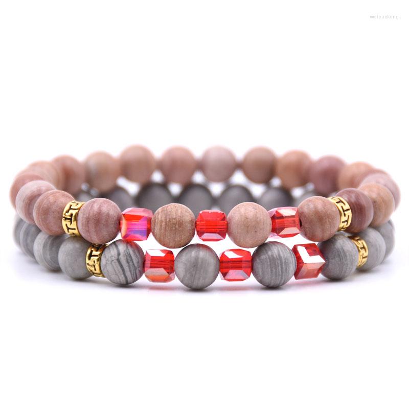 

Strand HYHONEY 2pcs/set 8mm Beads Natural Stone Bracelets For Women Elasticity Crystal Charms Bracelet Men Jewelry Pulseiras