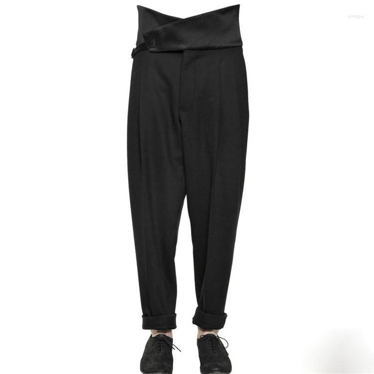 

Men's Pants 27-44! 2023 Men's High Waist Wide Leg Patchwork Big Loose Cocoon Mere Loin Casual Trousers Plus Size Singer Costumes, Black