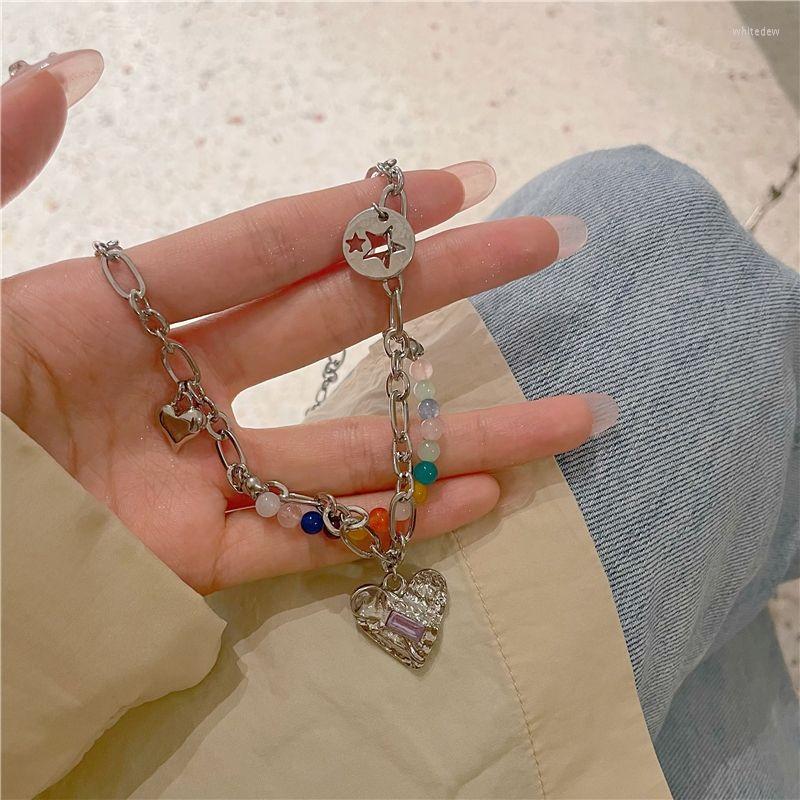 

Chains Sweet And Cool Girl Necklace Colorful Beaded Love Clavicle Chain I Niche Design Advanced Sense Joker Explosions.