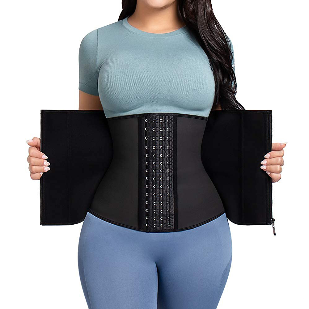 

Women's Shapers Latex Waist Trainer Body Shaper Corset Underbust Shapewear Women Steel Bone Zipper Cincher Slimming Belly Sheath Sport Girdle 230509, Black style 2