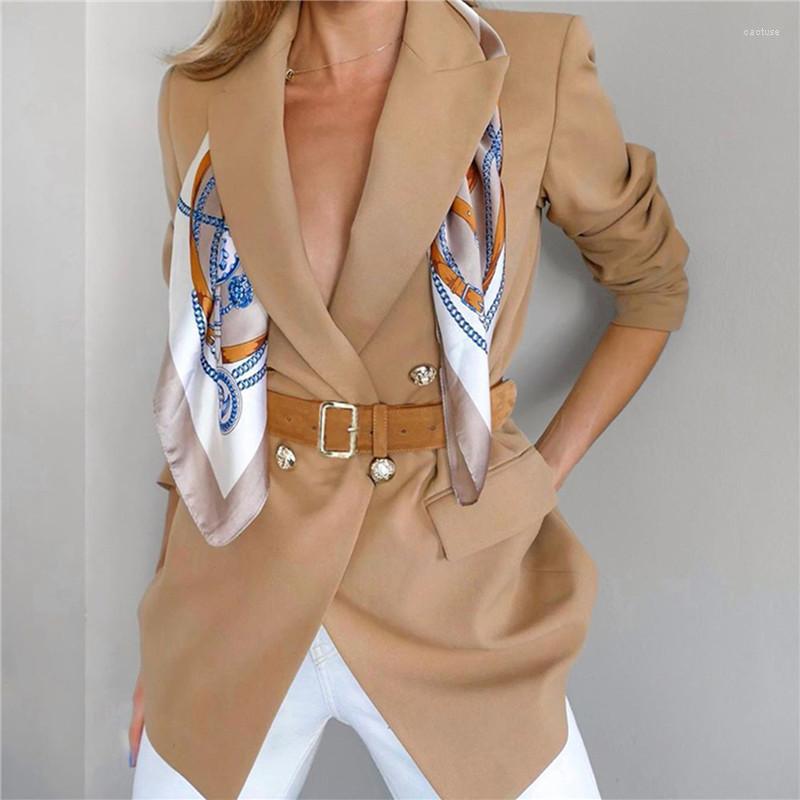 

Women' Suits F2023 Female Suit Jacket Solid Color Tailored Collar Long Sleeve Greatcoat With Waistband For Women Office Lady, Black