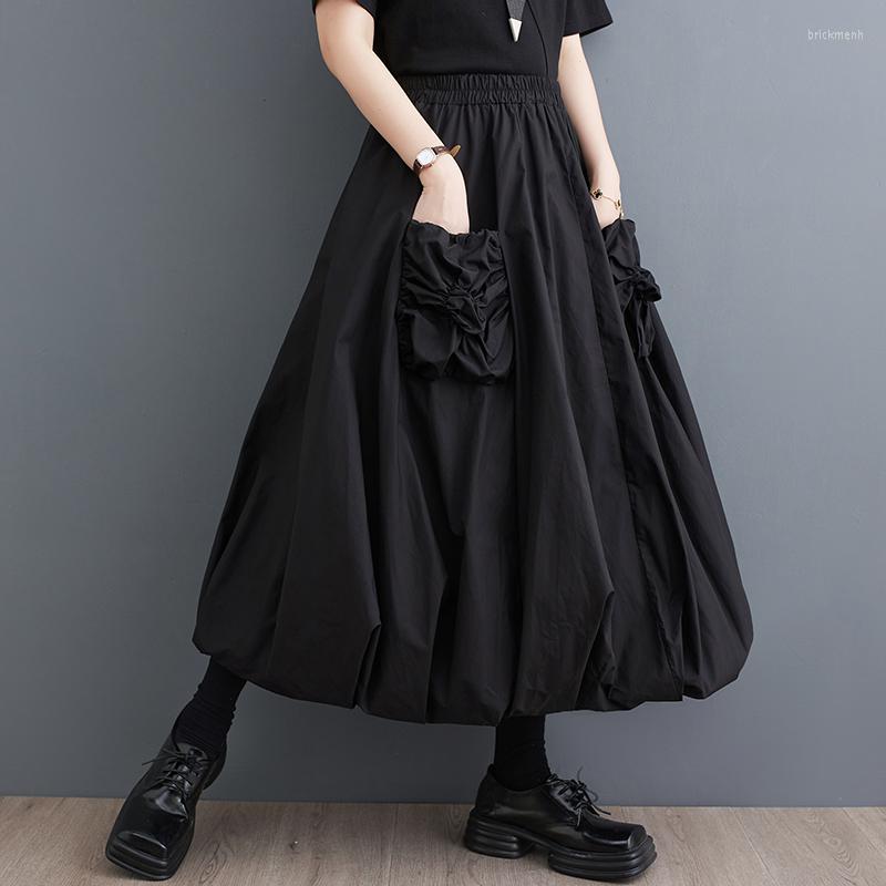 

Skirts 2023 Fashion High Waist Dark Black Chic Girl's Spring Summer Office Lady Work Women Casual Ball Gown