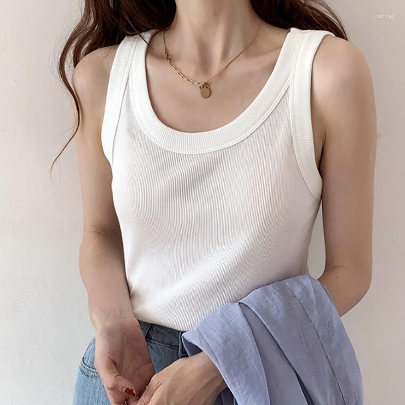 

Women's Tanks Threaded Solid Sexy Camis Summer Clothes For Women 2023 Female Knitted Sleeveless White Korean Style Slim Thin Tank Tops, Black