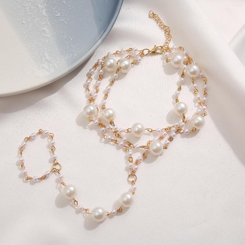 

Anklets 2Pcs/ Set Elegant Bridal Pearls Beach Wedding Pearl Barefoot Sandal Leg Foot Bracelets For Women Party Jewelry Gift